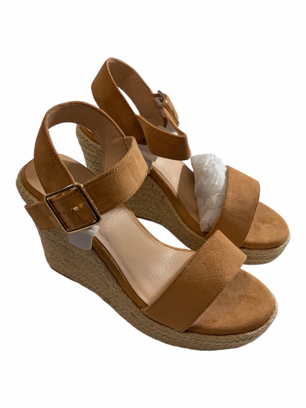 Vicki Vicki Tan Strappy Wedge Heels 6